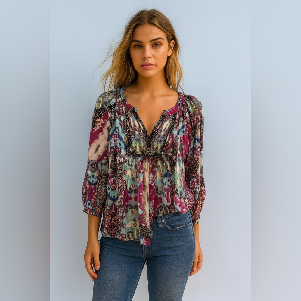 Nicole Miller Multicolored Popover Top